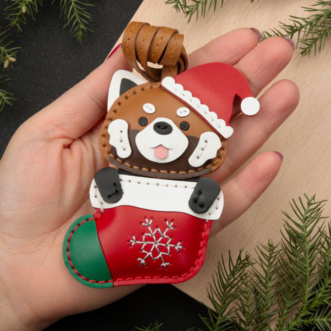 Panda Christmas Handbag Charms Handcrafted