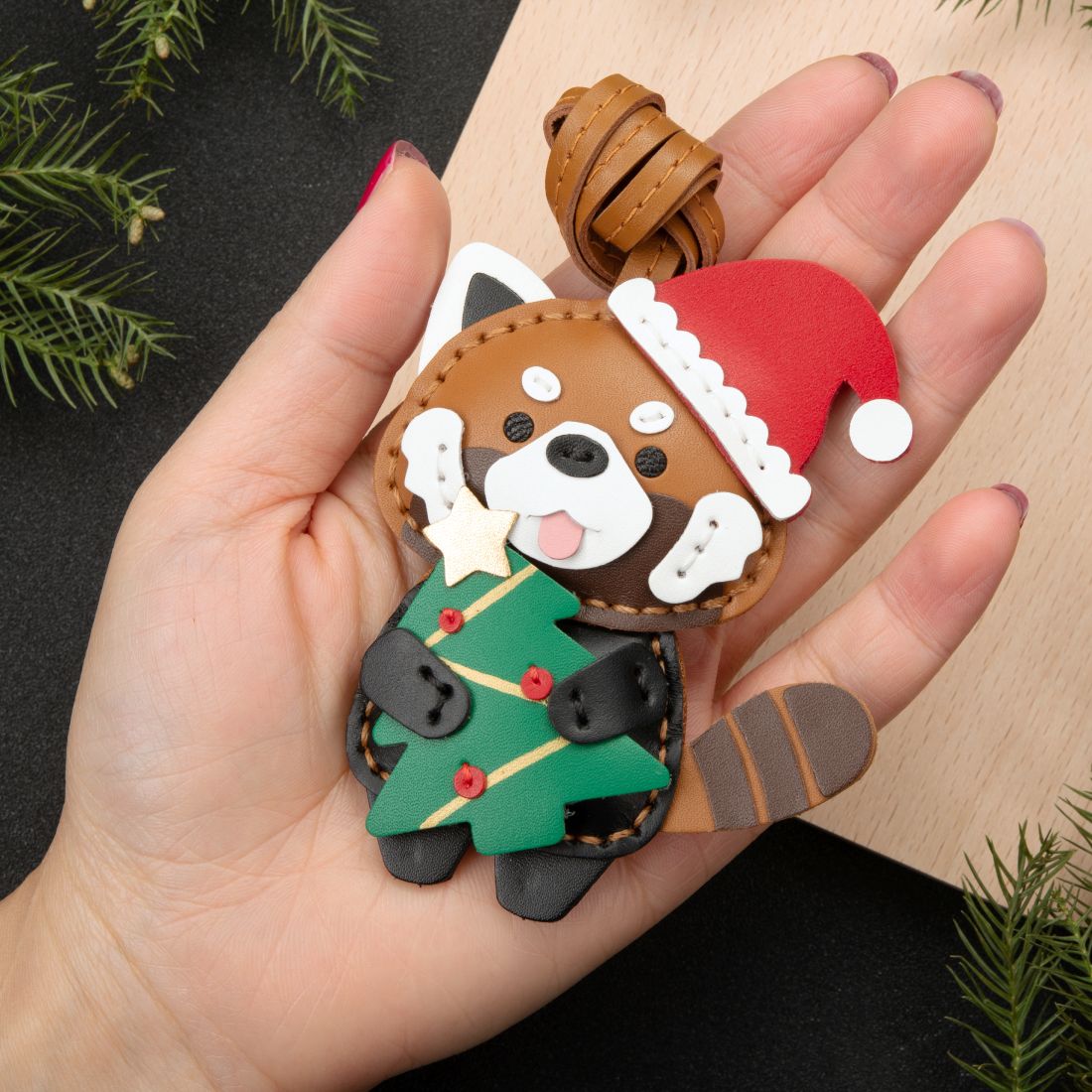 Panda Christmas Tree Handbag Charms Handcrafted